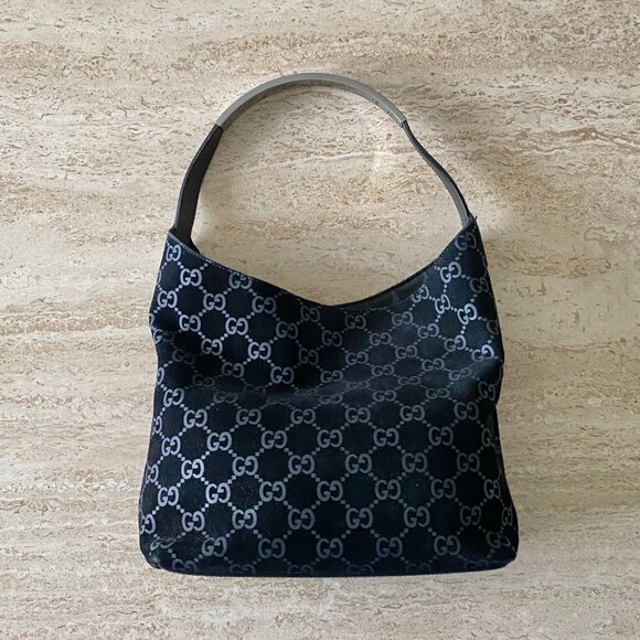 Vintage Gucci Tom Ford-era Guccissima Suede Metal Handle Hobo Bag - Picture 2 of 14